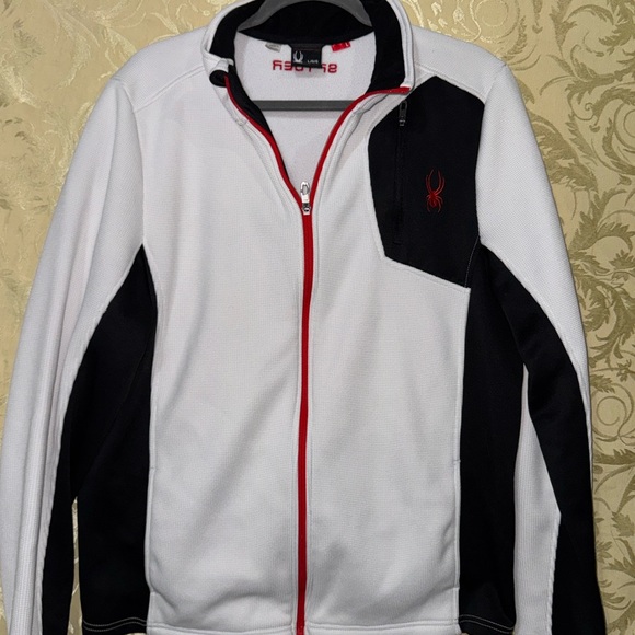 Spyder Men's Performance Jacket in White and Black with Red Accents - Picture 1 of 4